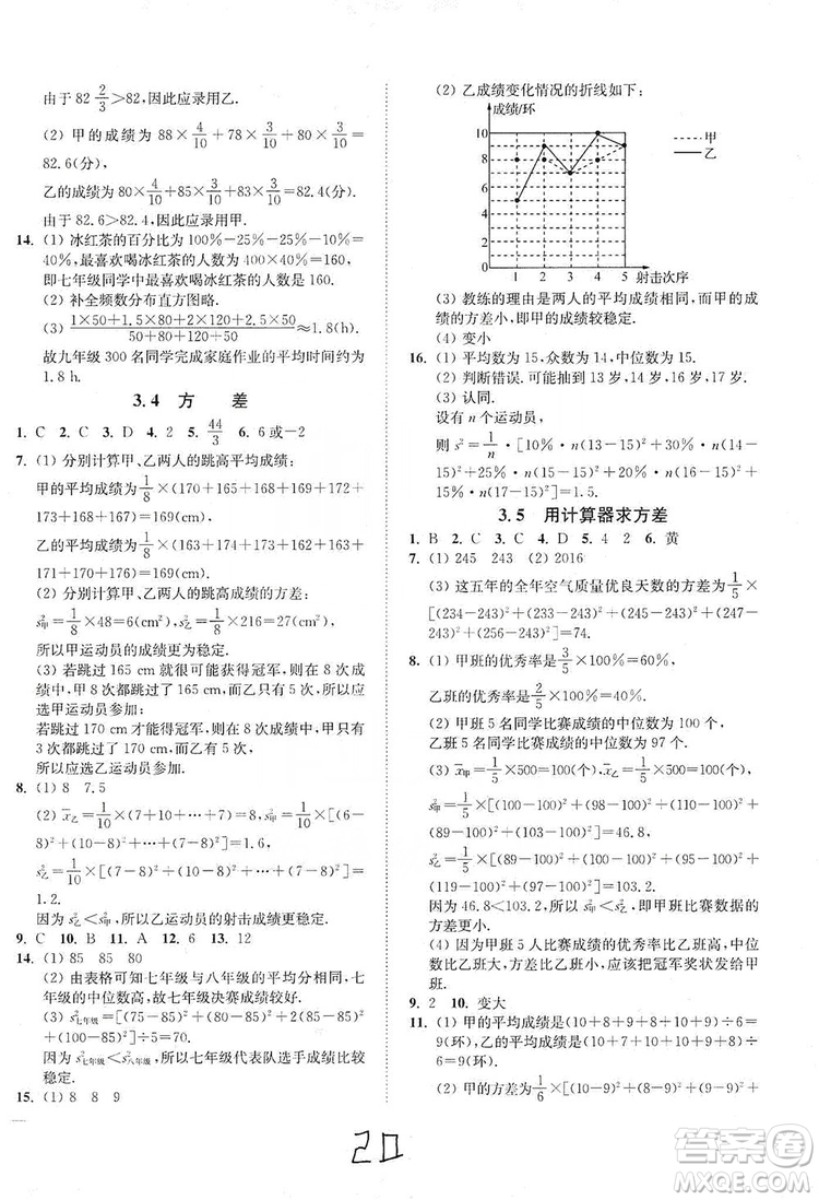 江蘇人民出版社2019南通小題課時作業(yè)本九年級數(shù)學上冊江蘇版答案