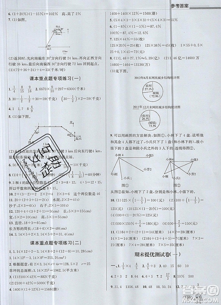 青島出版社2019年創(chuàng)新課時作業(yè)本六年級數(shù)學(xué)上冊人教版答案