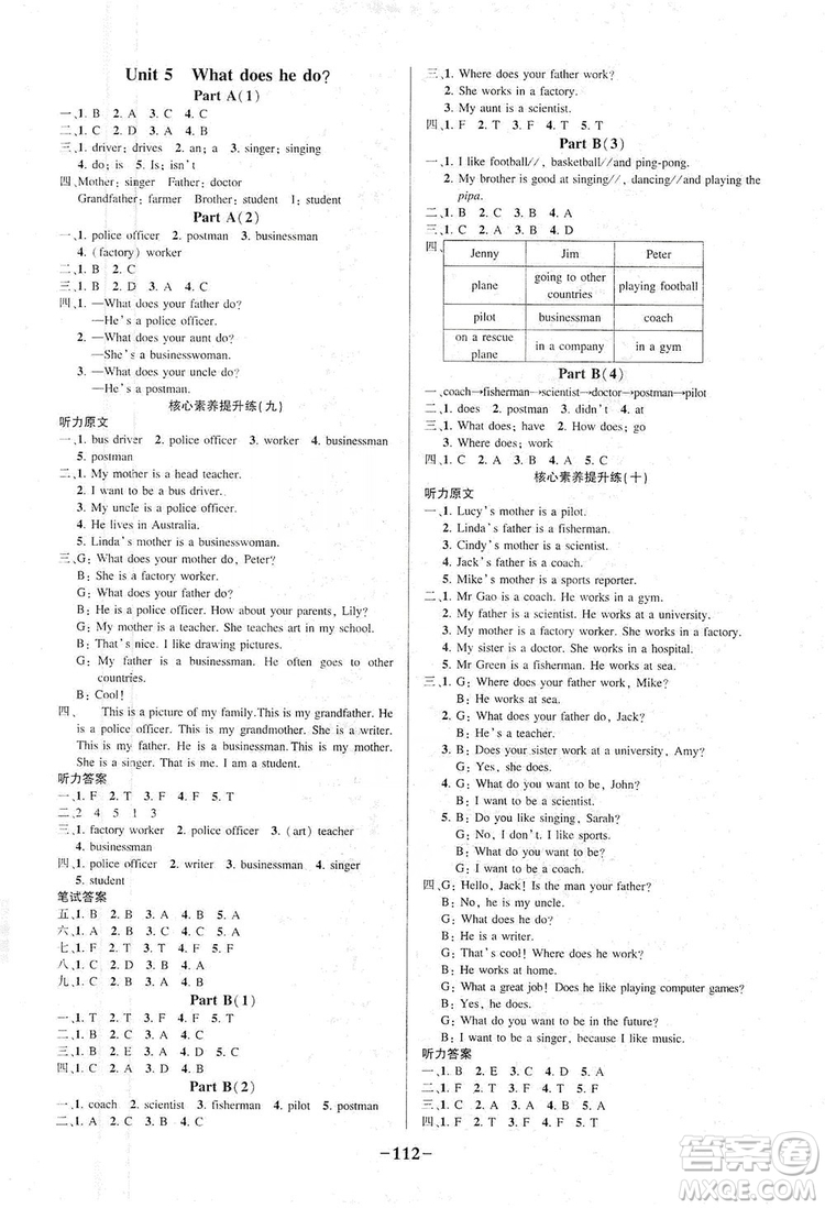 西安出版社2019狀元成才路狀元作業(yè)本六年級(jí)英語(yǔ)上冊(cè)人教PEP版答案