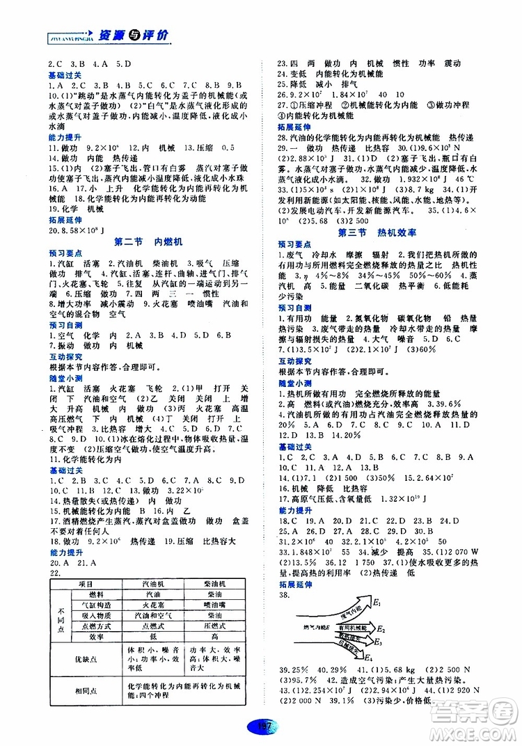 黑龍江教育出版社2019年資源與評(píng)價(jià)物理九年級(jí)上冊(cè)教科版參考答案