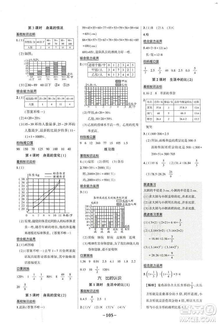 西安出版社2019狀元成才路狀元作業(yè)本六年級(jí)數(shù)學(xué)上冊(cè)北師大版答案