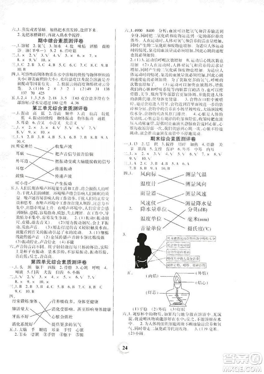 貴州教育出版社2019家庭作業(yè)四年級(jí)科學(xué)上冊(cè)教科版答案