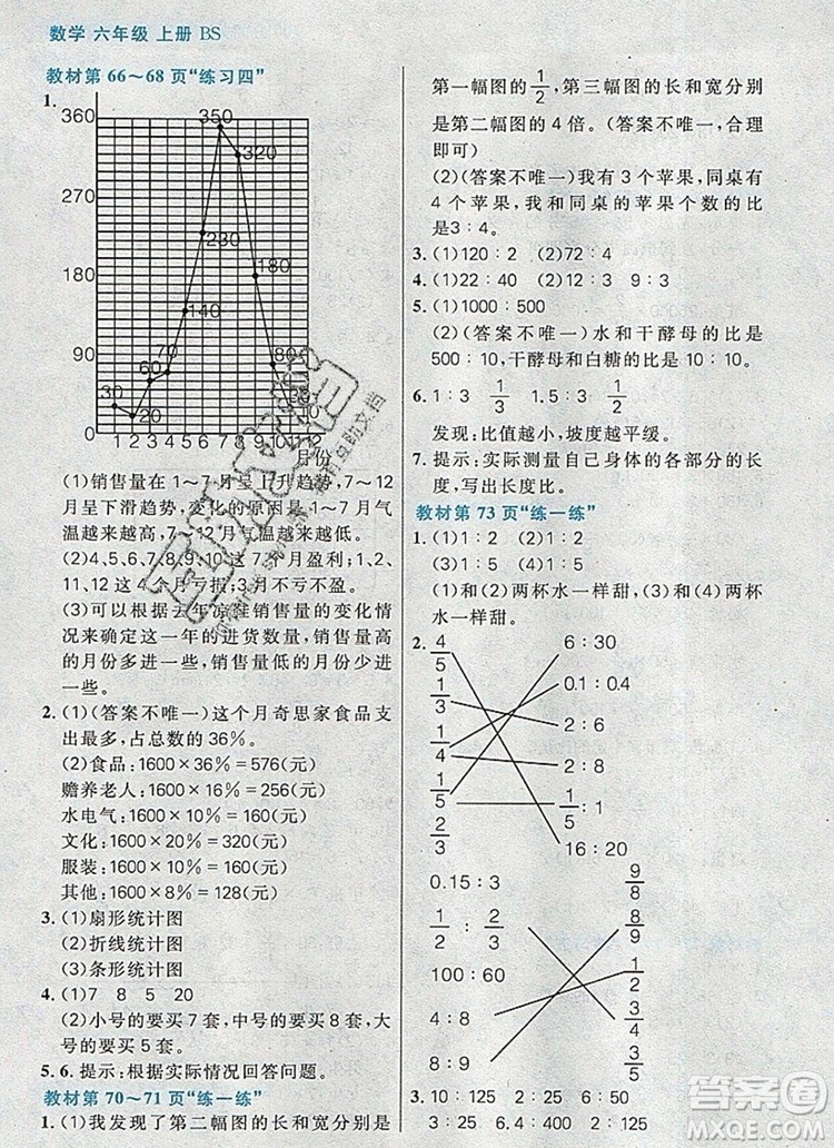 遠方出版社2019年100分闖關(guān)課時作業(yè)六年級數(shù)學(xué)上冊北師大版答案