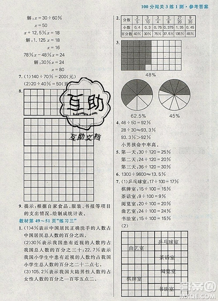 遠方出版社2019年100分闖關(guān)課時作業(yè)六年級數(shù)學(xué)上冊北師大版答案