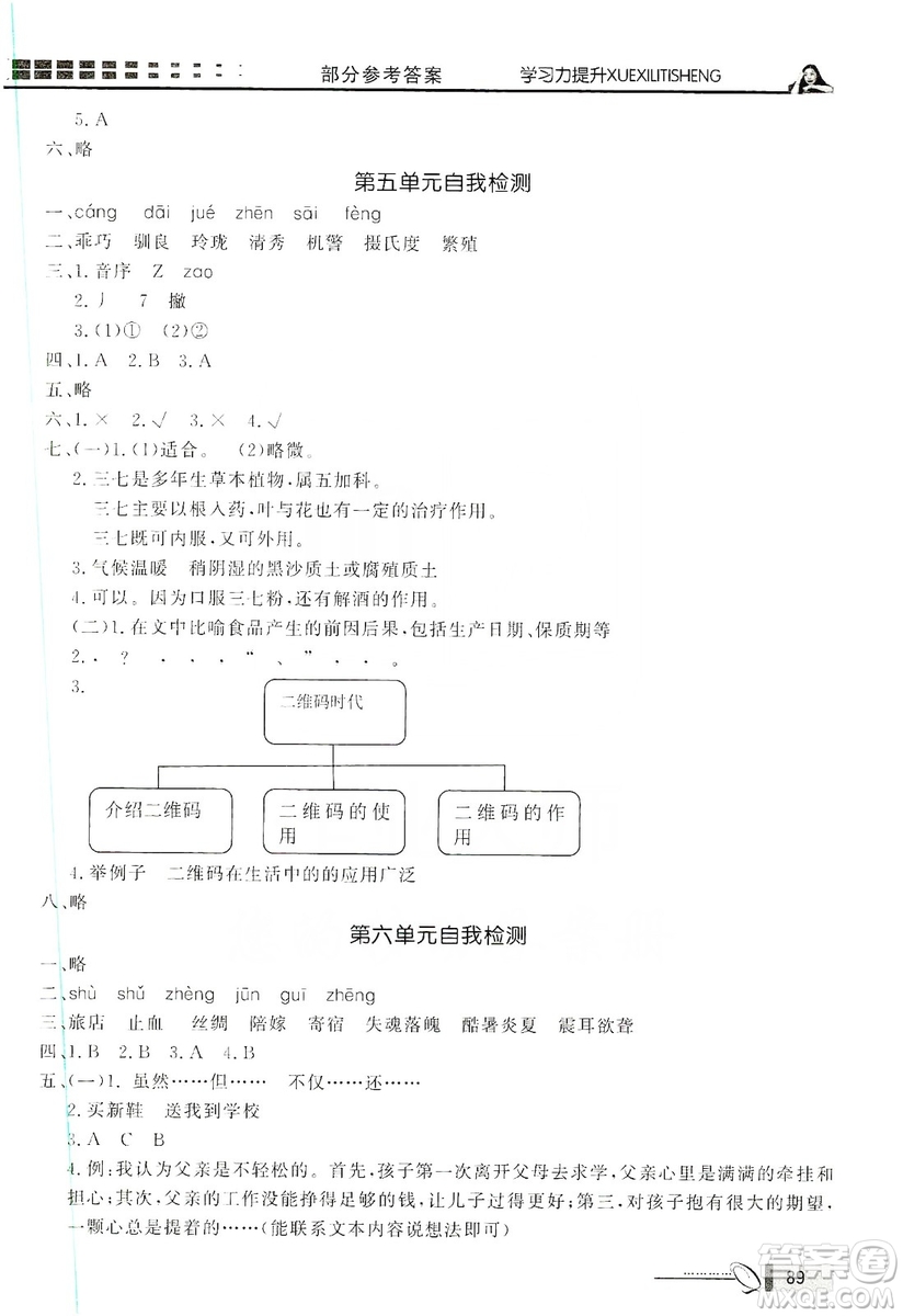 花山小狀元2019學(xué)習(xí)力提升達(dá)標(biāo)五年級(jí)語(yǔ)文上冊(cè)人教版答案