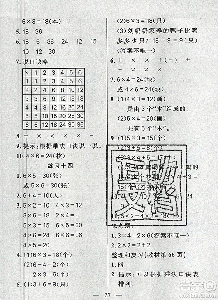 遠(yuǎn)方出版社2019年100分闖關(guān)課時(shí)作業(yè)二年級(jí)數(shù)學(xué)上冊(cè)人教版答案