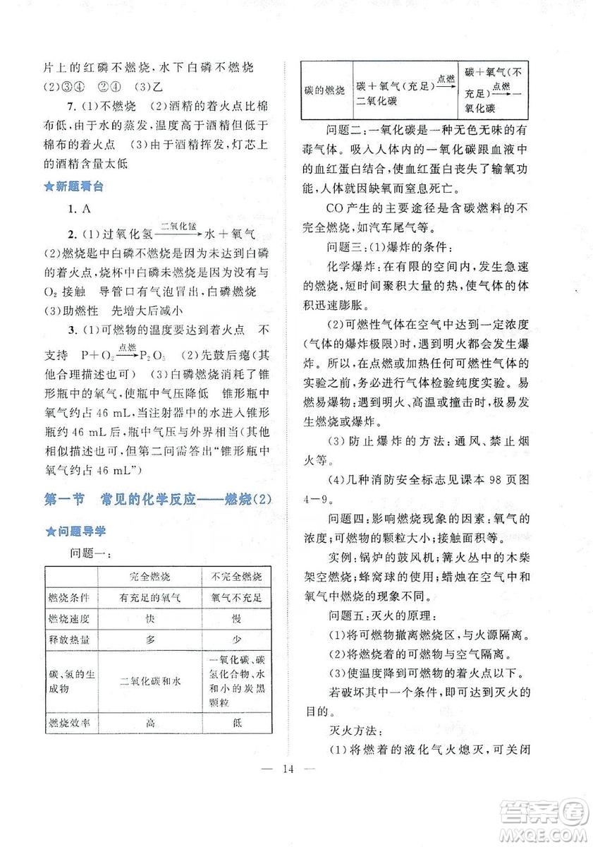 2019啟東黃岡作業(yè)本九年級化學(xué)上冊上海教育教材適用答案