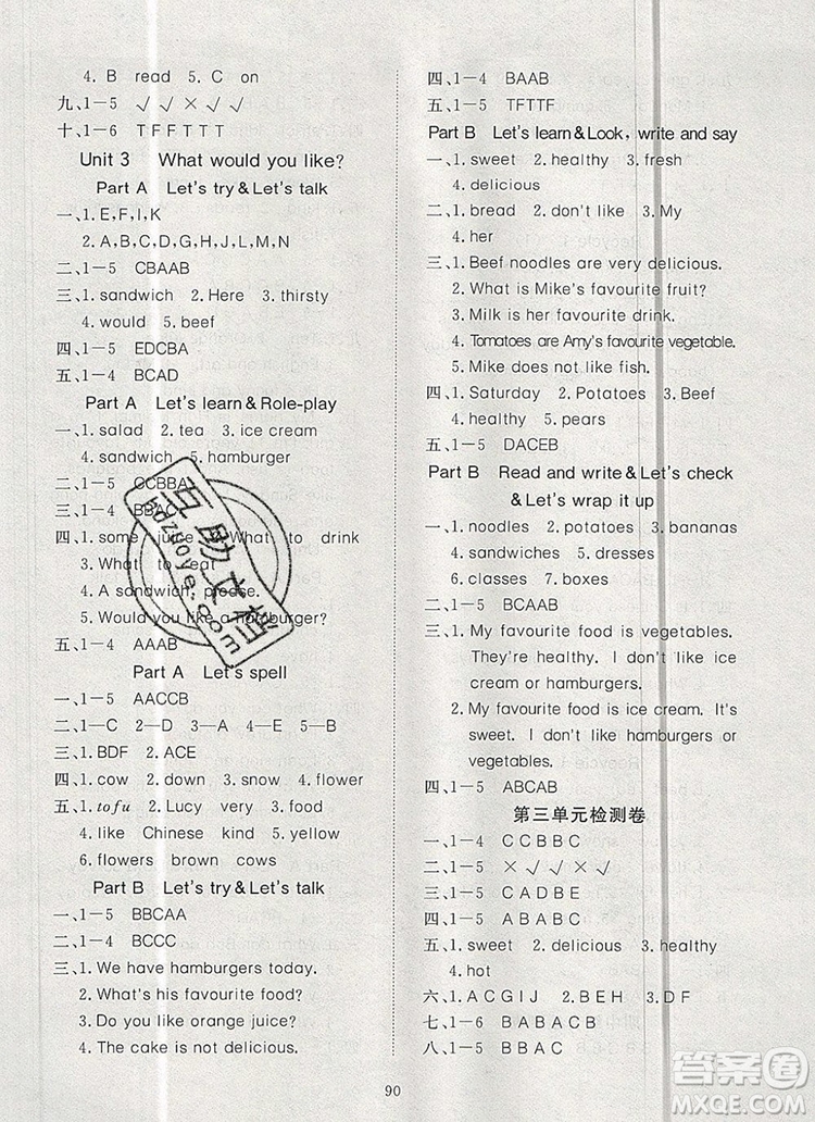 2019年351高效課堂導(dǎo)學(xué)案五年級(jí)英語上冊人教版答案