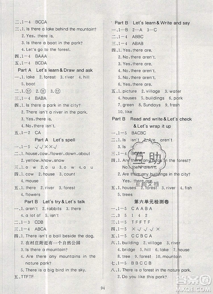 2019年351高效課堂導(dǎo)學(xué)案五年級(jí)英語上冊人教版答案