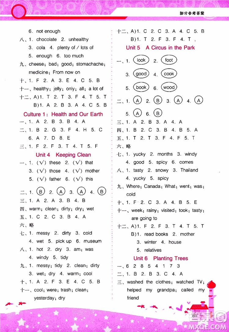 2019年新課程學(xué)習(xí)輔導(dǎo)英語六年級上冊廣東人民版參考答案