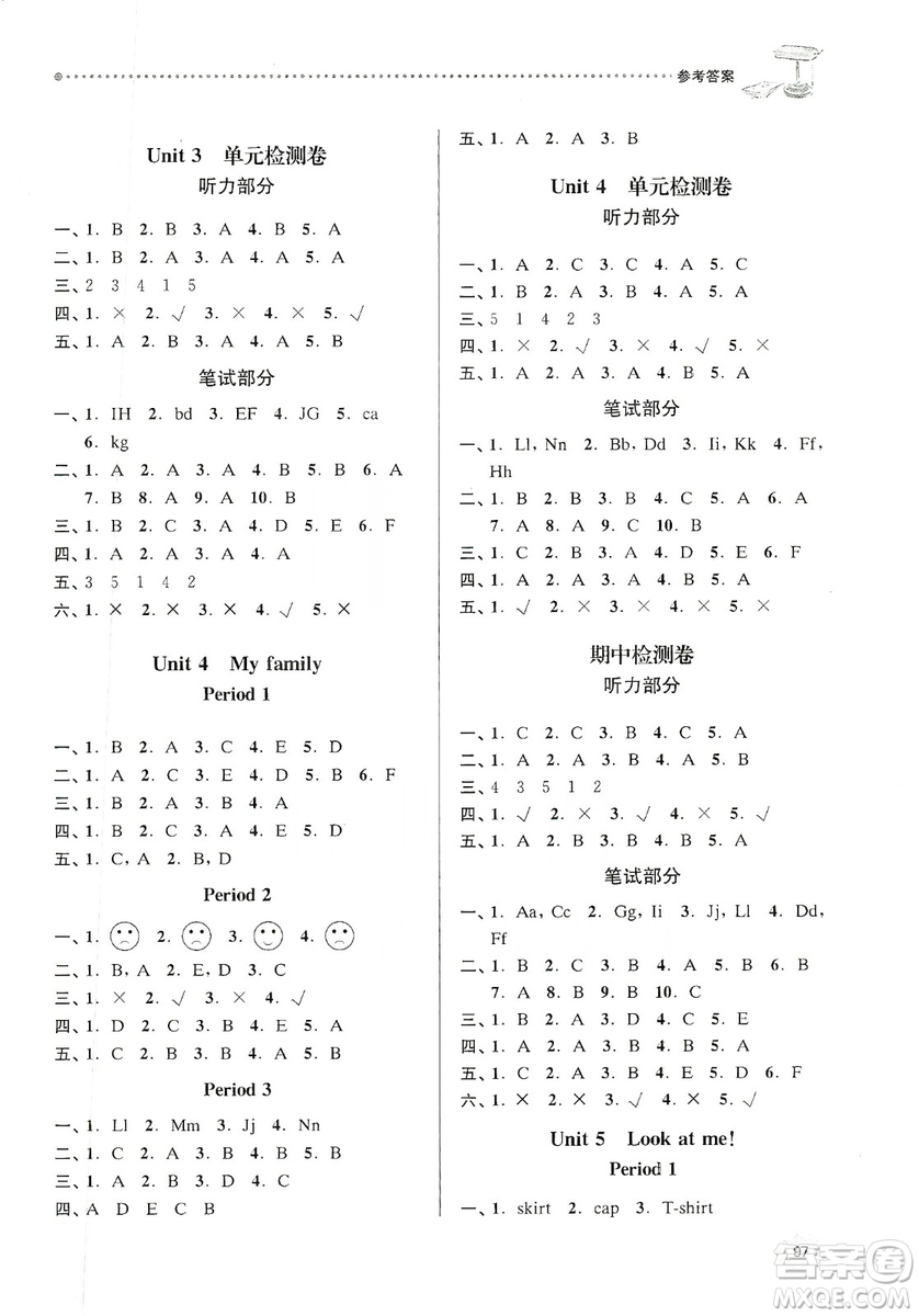 南大勵學(xué)2019課時天天練三年級英語上冊譯林版答案