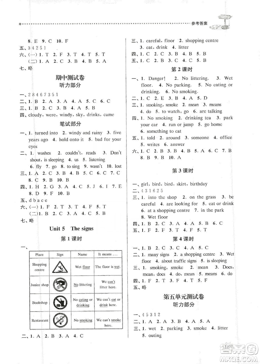 南大勵(lì)學(xué)2019課時(shí)天天練六年級(jí)英語(yǔ)上冊(cè)譯林版答案