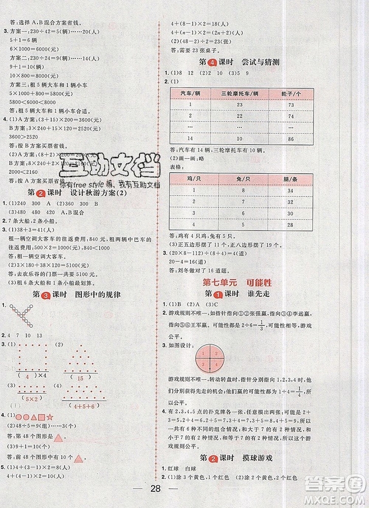 南方出版社2019年核心素養(yǎng)天天練五年級(jí)數(shù)學(xué)上冊(cè)北師大版答案