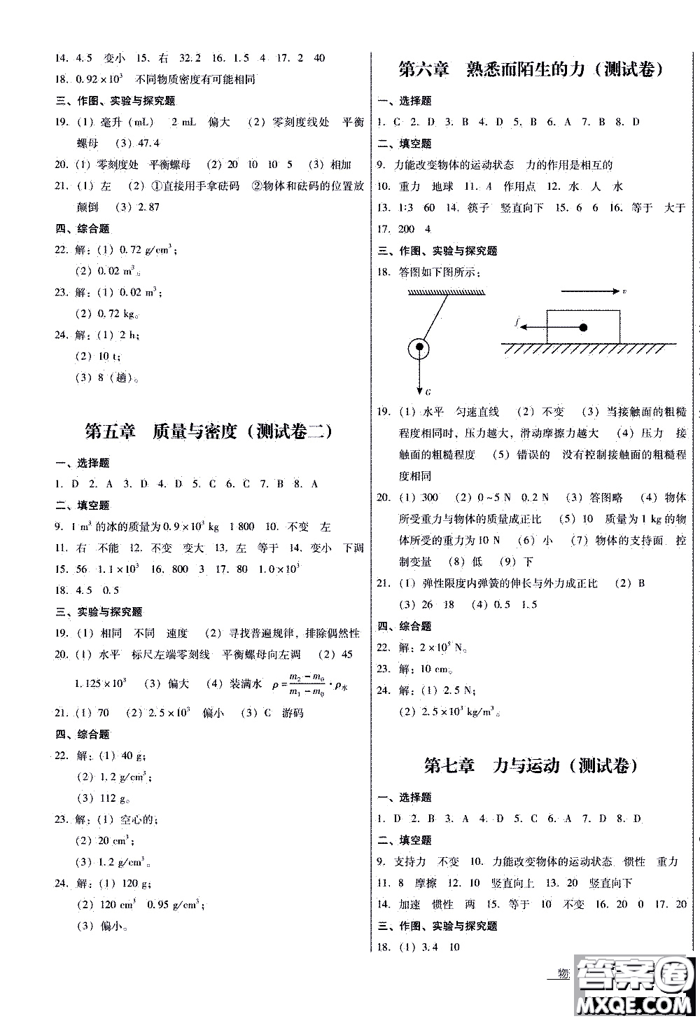 2019年優(yōu)佳學(xué)案優(yōu)等生物理八年級(jí)全一冊(cè)H版參考答案