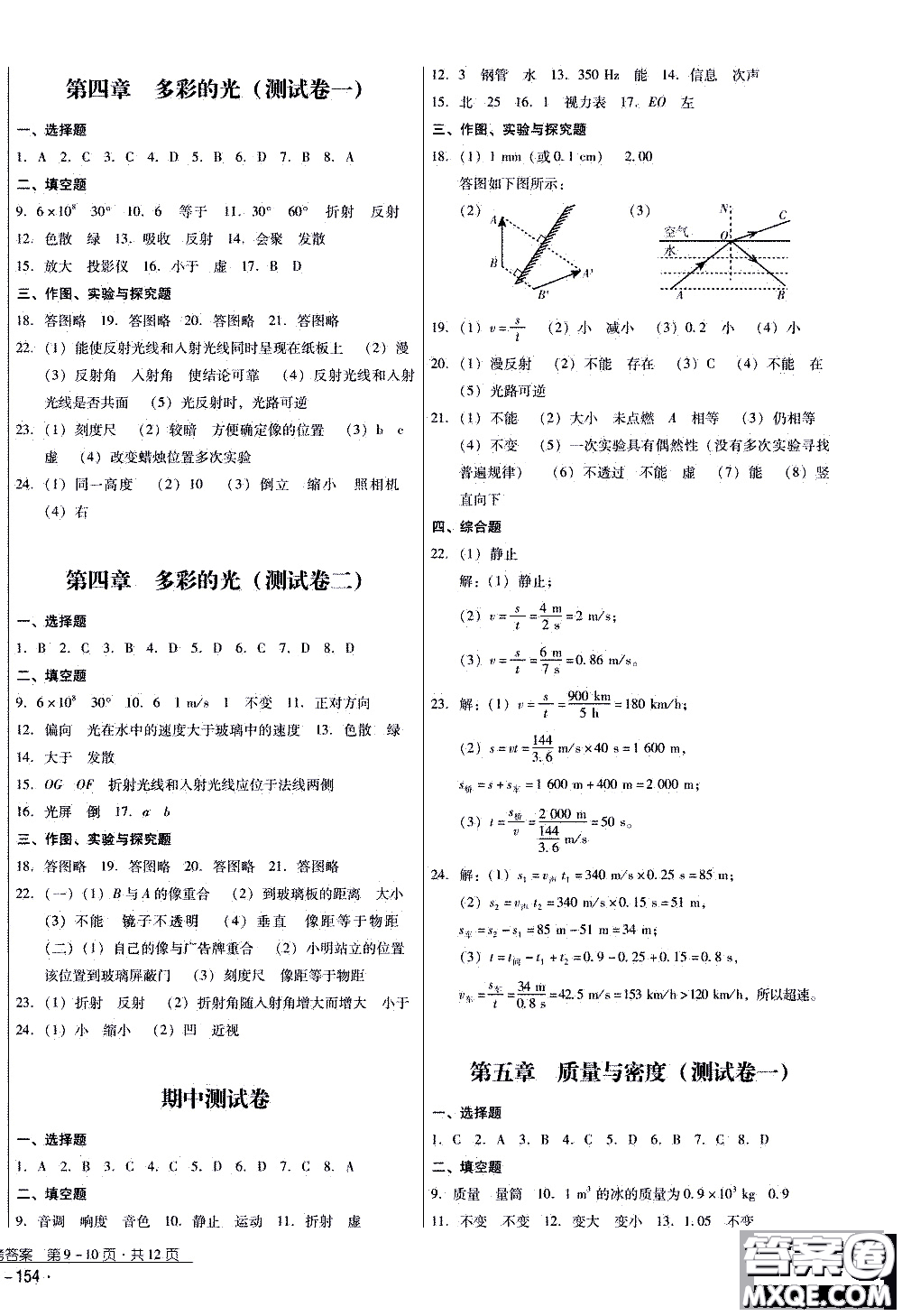 2019年優(yōu)佳學(xué)案優(yōu)等生物理八年級(jí)全一冊(cè)H版參考答案