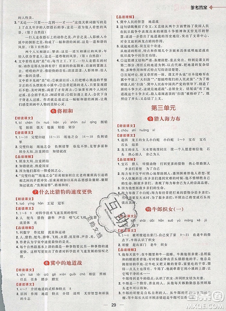 南方出版社2019年核心素養(yǎng)天天練五年級語文上冊統(tǒng)編版答案