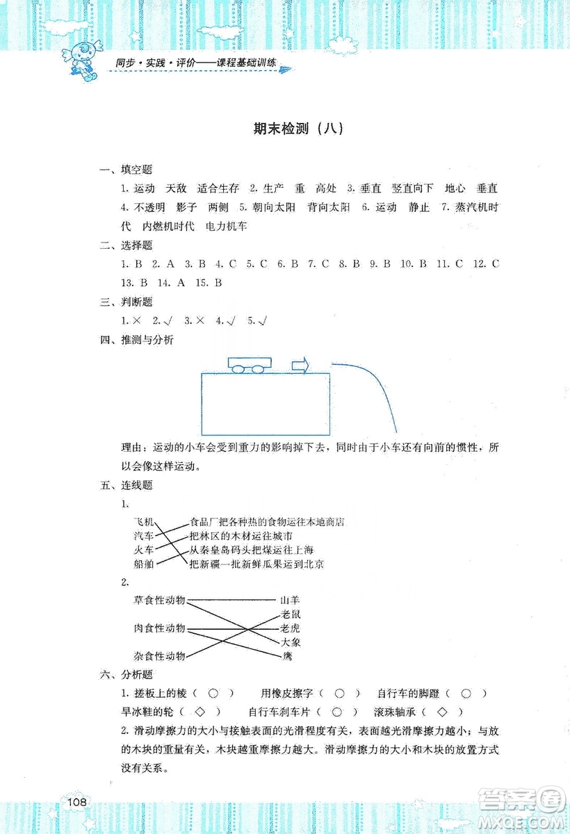 湖南少年兒童出版社2019課程基礎(chǔ)訓(xùn)練四年級(jí)上冊(cè)科學(xué)河北人民版答案