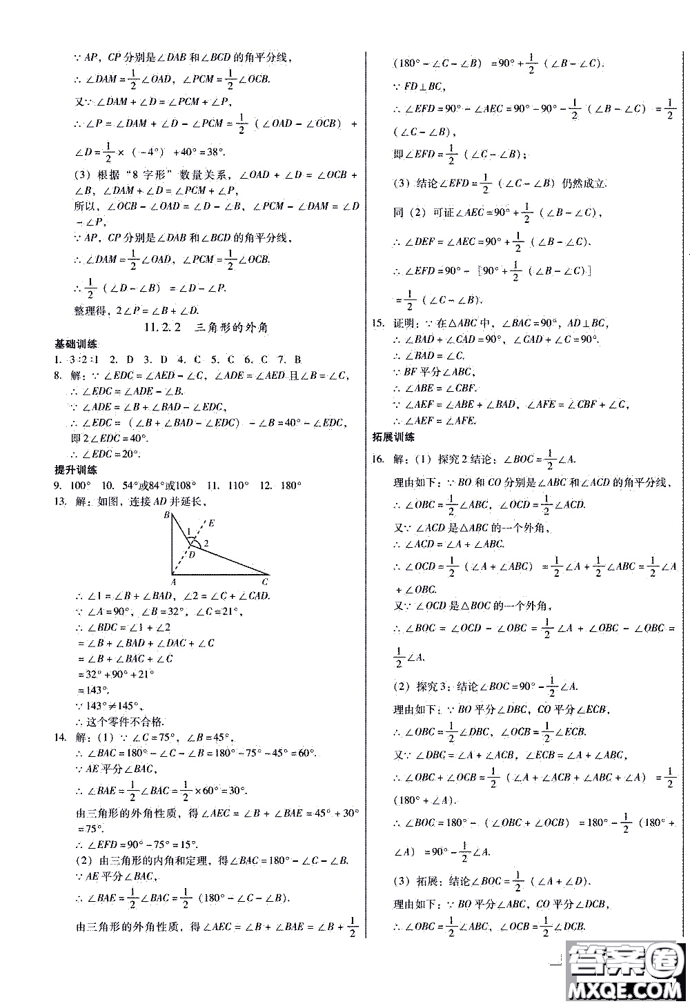 2019年優(yōu)佳學案優(yōu)等生數(shù)學八年級上冊參考答案