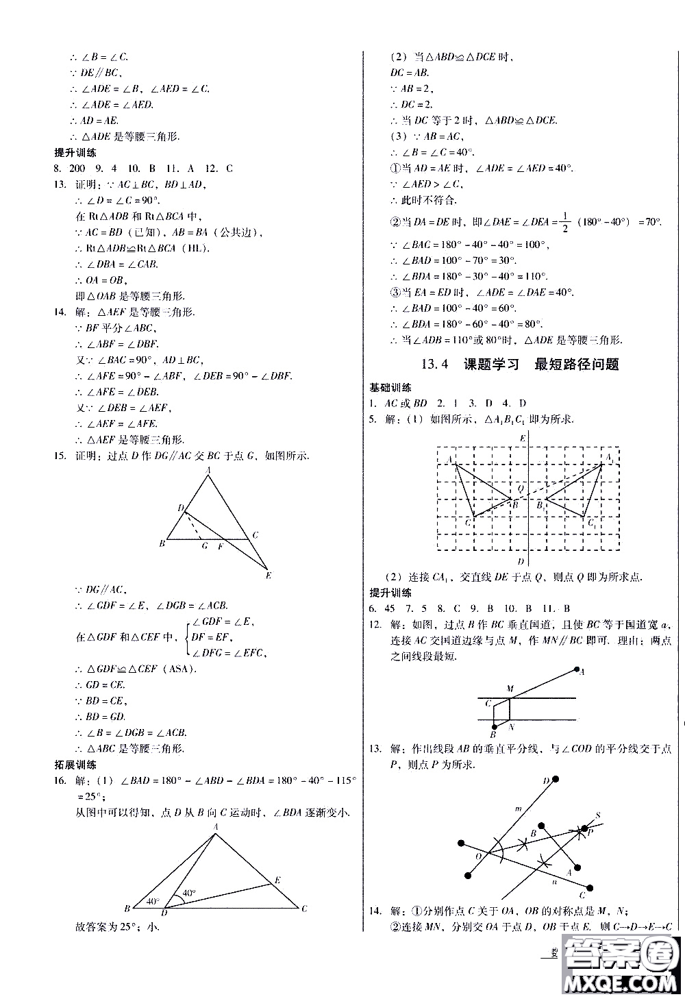 2019年優(yōu)佳學案優(yōu)等生數(shù)學八年級上冊參考答案