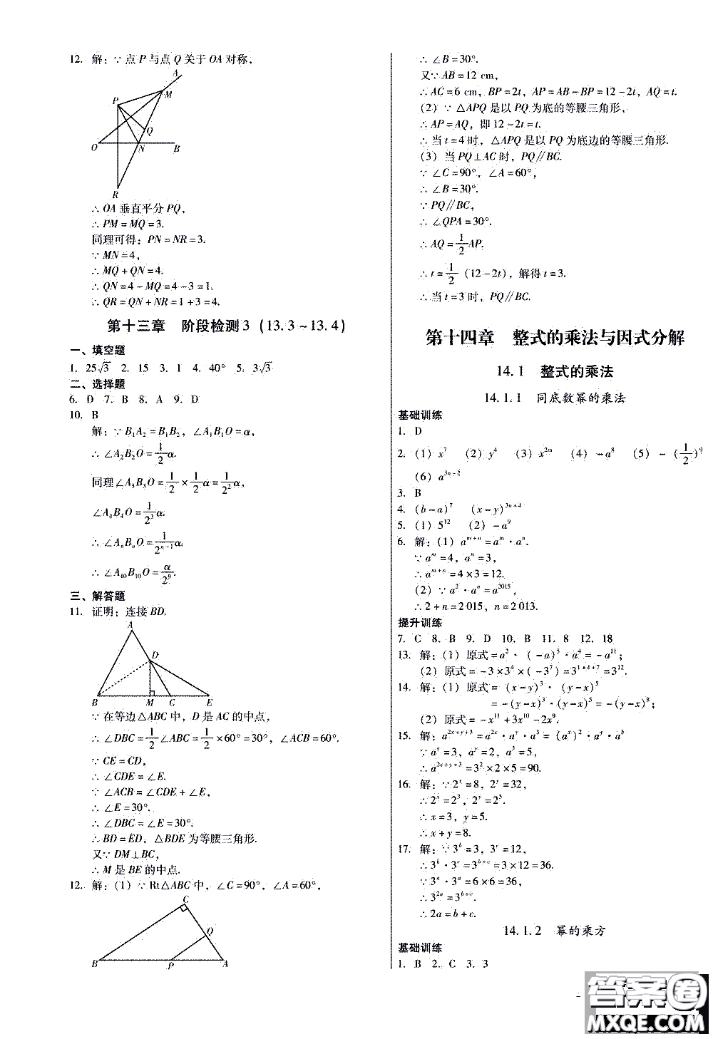 2019年優(yōu)佳學案優(yōu)等生數(shù)學八年級上冊參考答案