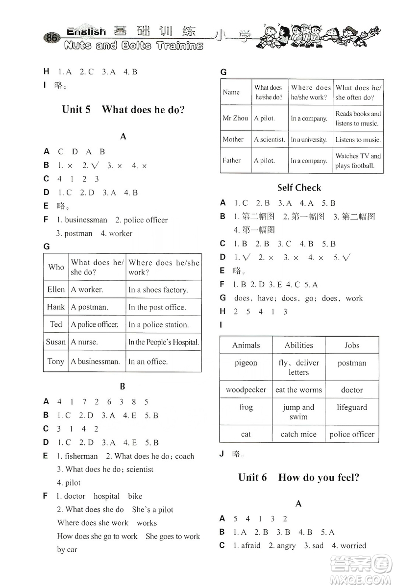 山東教育出版社2019小學(xué)基礎(chǔ)訓(xùn)練六年級英語上冊人教PEP版答案