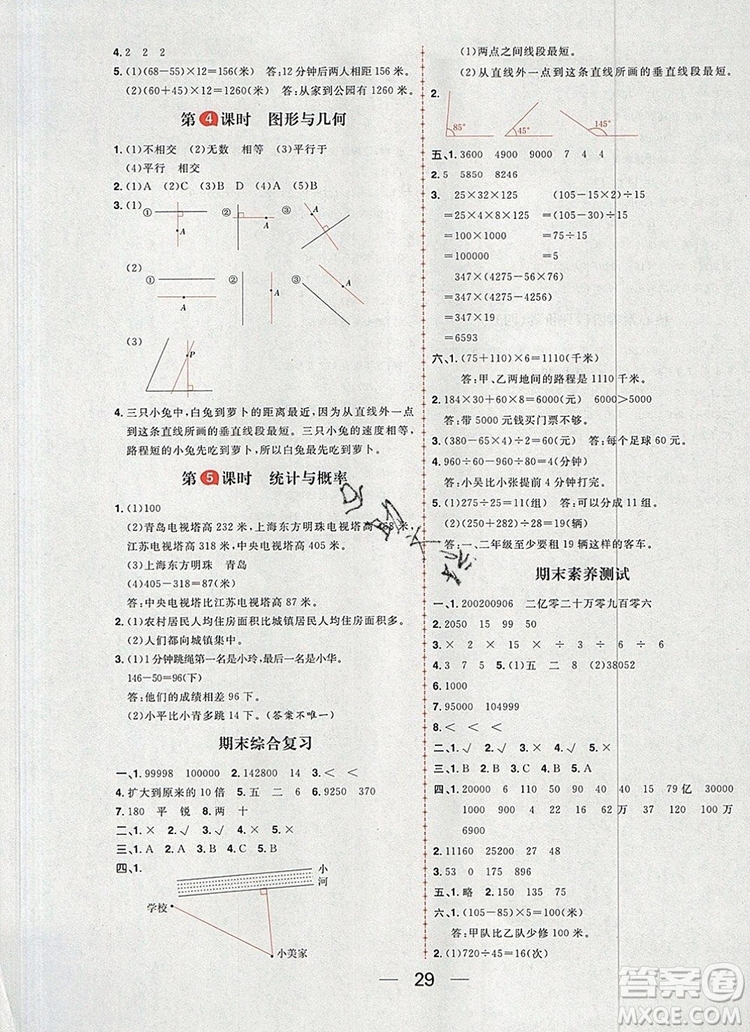 南方出版社2019年核心素養(yǎng)天天練四年級數(shù)學(xué)上冊青島版答案