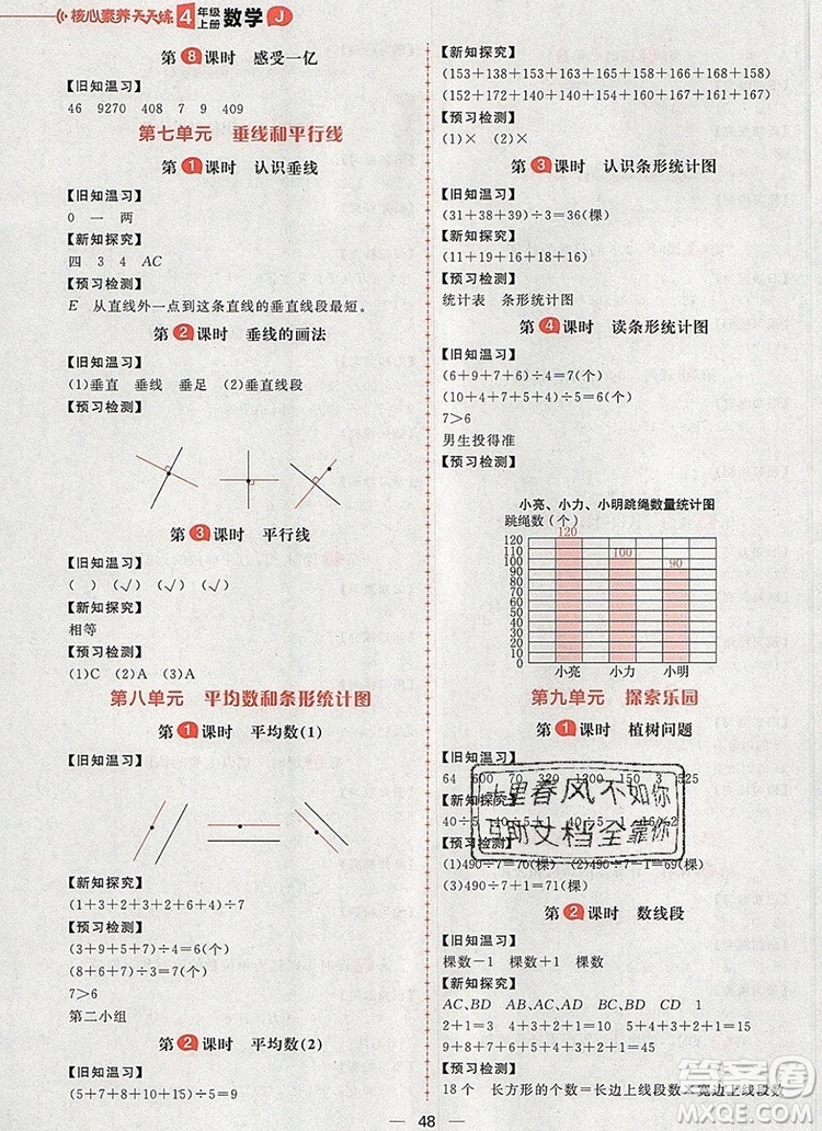 南方出版社2019年核心素養(yǎng)天天練四年級數(shù)學(xué)上冊冀教版答案