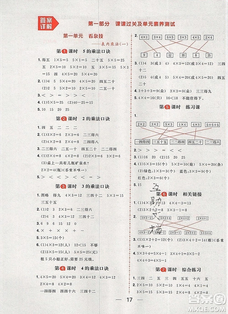 南方出版社2019年核心素養(yǎng)天天練二年級數(shù)學(xué)上冊青島版五四制答案