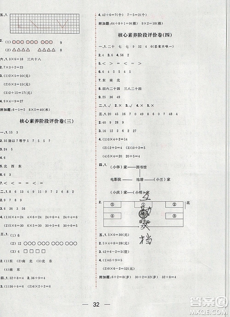 南方出版社2019年核心素養(yǎng)天天練二年級(jí)數(shù)學(xué)上冊(cè)青島版答案