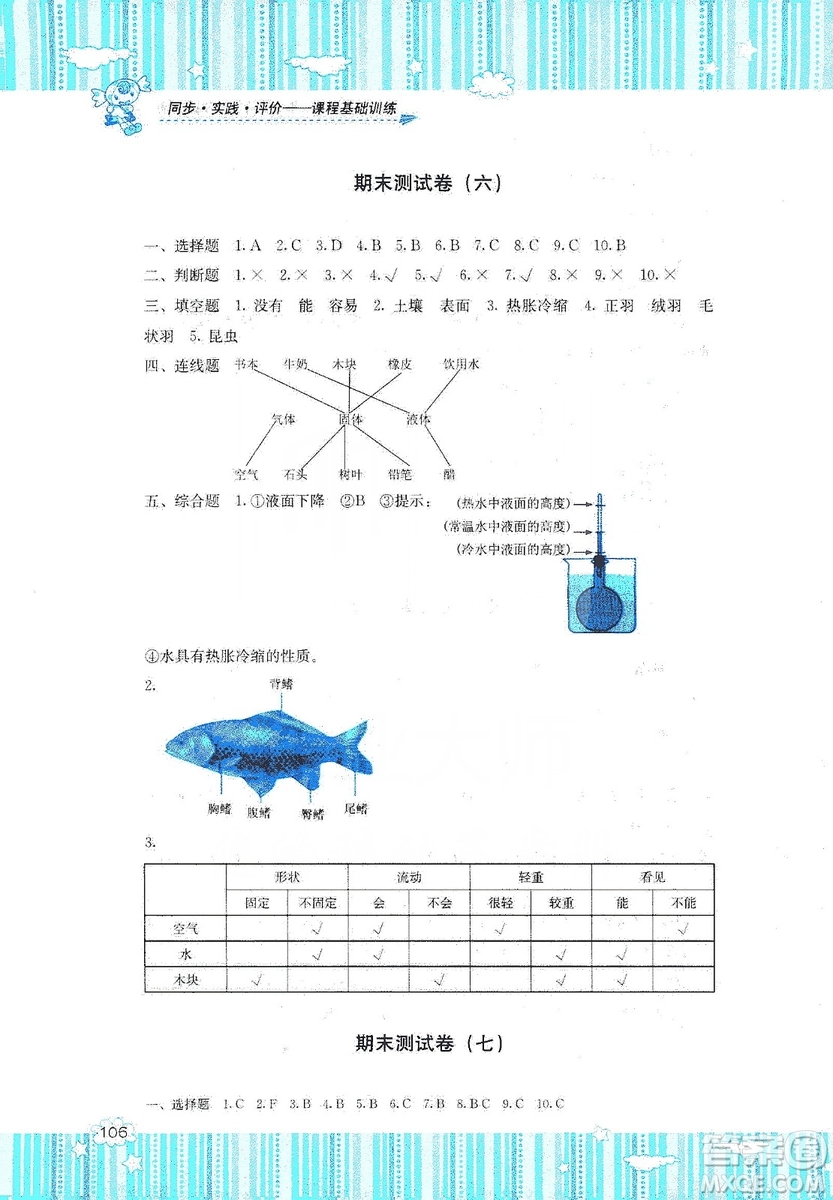 湖南少年兒童出版社2019課程基礎(chǔ)訓(xùn)練三年級(jí)上冊(cè)科學(xué)湘科版答案