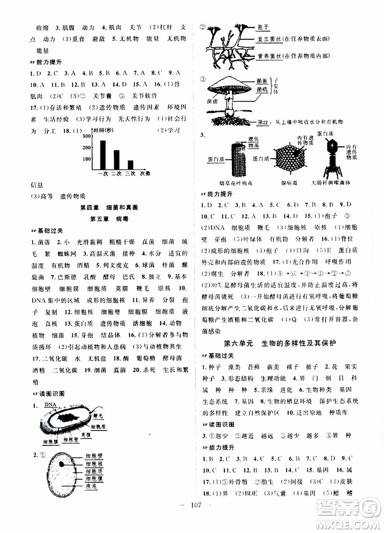 智慧萬羽2019年優(yōu)質(zhì)課堂導學案生物八年級上冊人教版參考答案