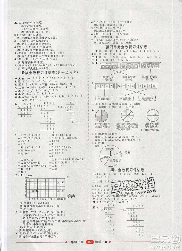 2019秋季陽光計(jì)劃第二步五年級數(shù)學(xué)上冊人教版答案