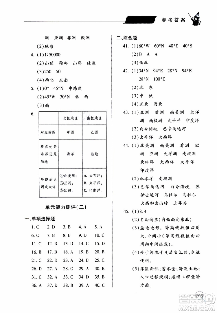 2019年新課堂同步學(xué)習(xí)與探究地理七年級(jí)上學(xué)期人教版參考答案