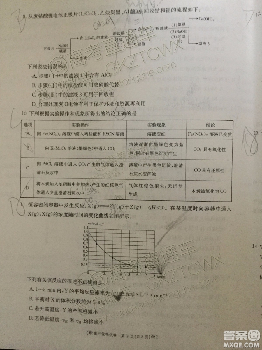 2020屆陜西金太陽高三10月聯(lián)考化學(xué)試題及參考答案