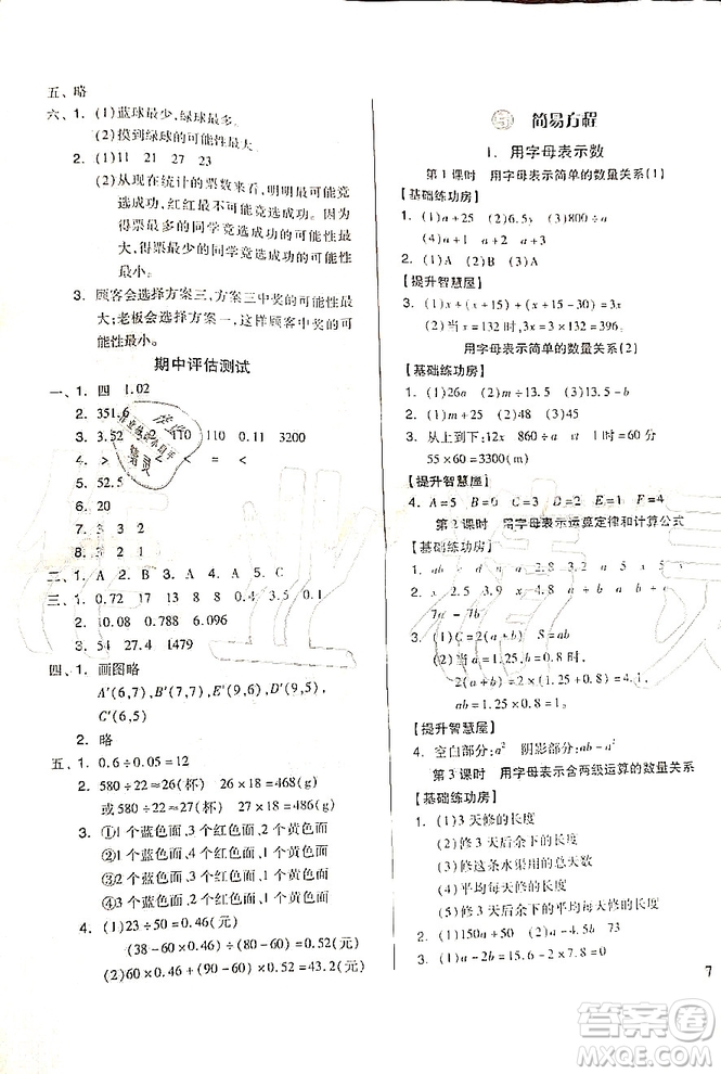 山東科學(xué)技術(shù)出版社2019新思維伴你學(xué)五年級(jí)數(shù)學(xué)上冊(cè)人教版答案