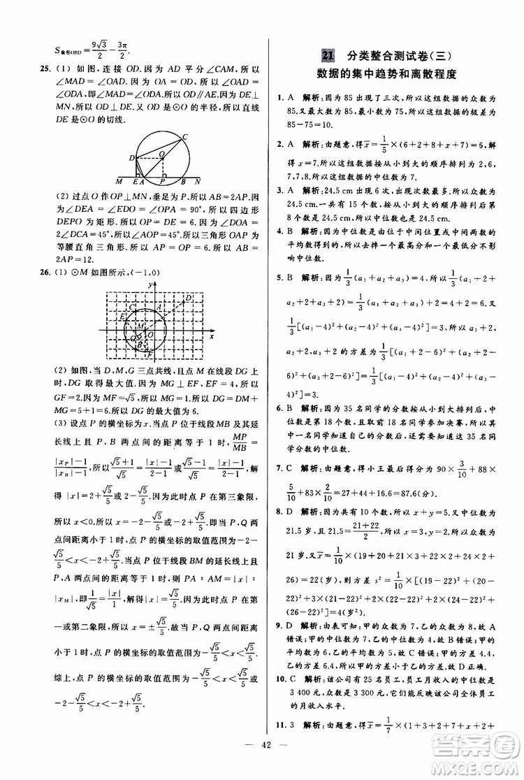 2019年亮點給力大試卷數(shù)學九年級上冊人教版參考答案