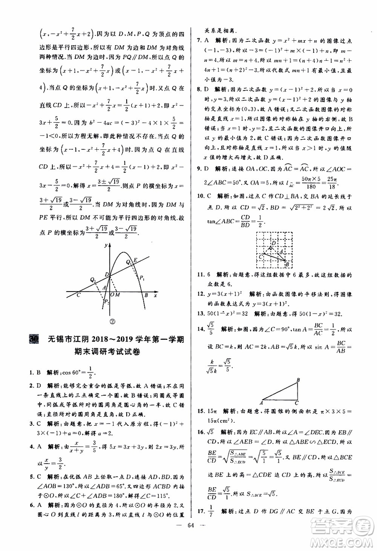 2019年亮點給力大試卷數(shù)學九年級上冊人教版參考答案