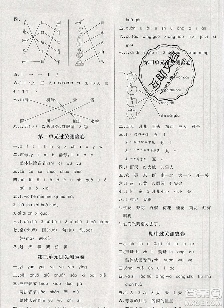 2019秋季陽(yáng)光計(jì)劃第一步一年級(jí)語(yǔ)文上冊(cè)人教版答案