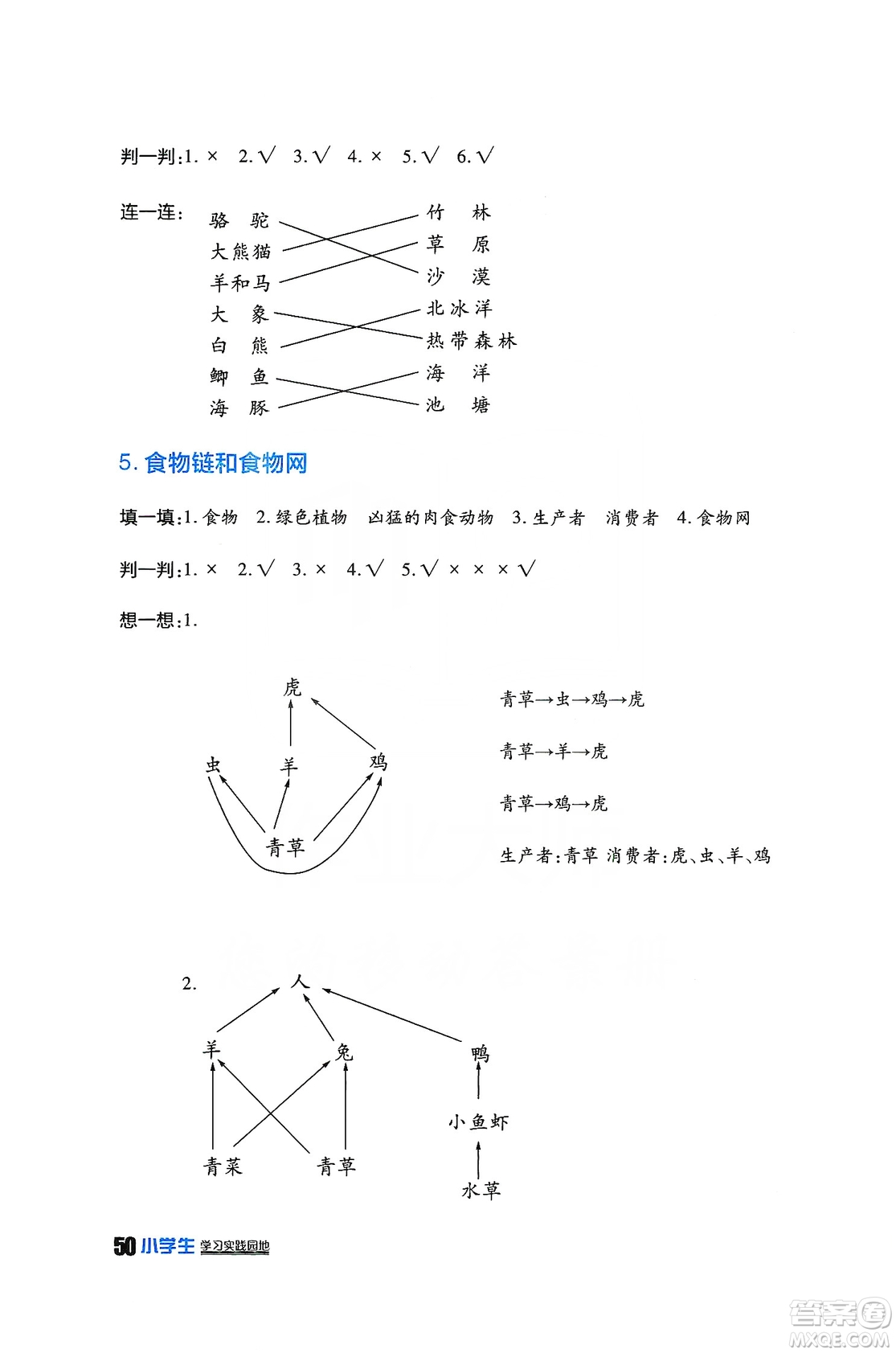 四川民族出版社2019新課標(biāo)小學(xué)生學(xué)習(xí)實踐園地科學(xué)五年級上冊人教版答案