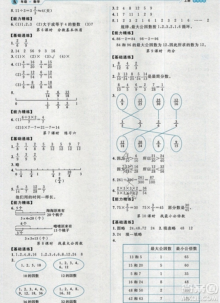 延邊人民出版社2019年百分學(xué)生作業(yè)本題練王五年級(jí)數(shù)學(xué)上冊(cè)北師大版答案