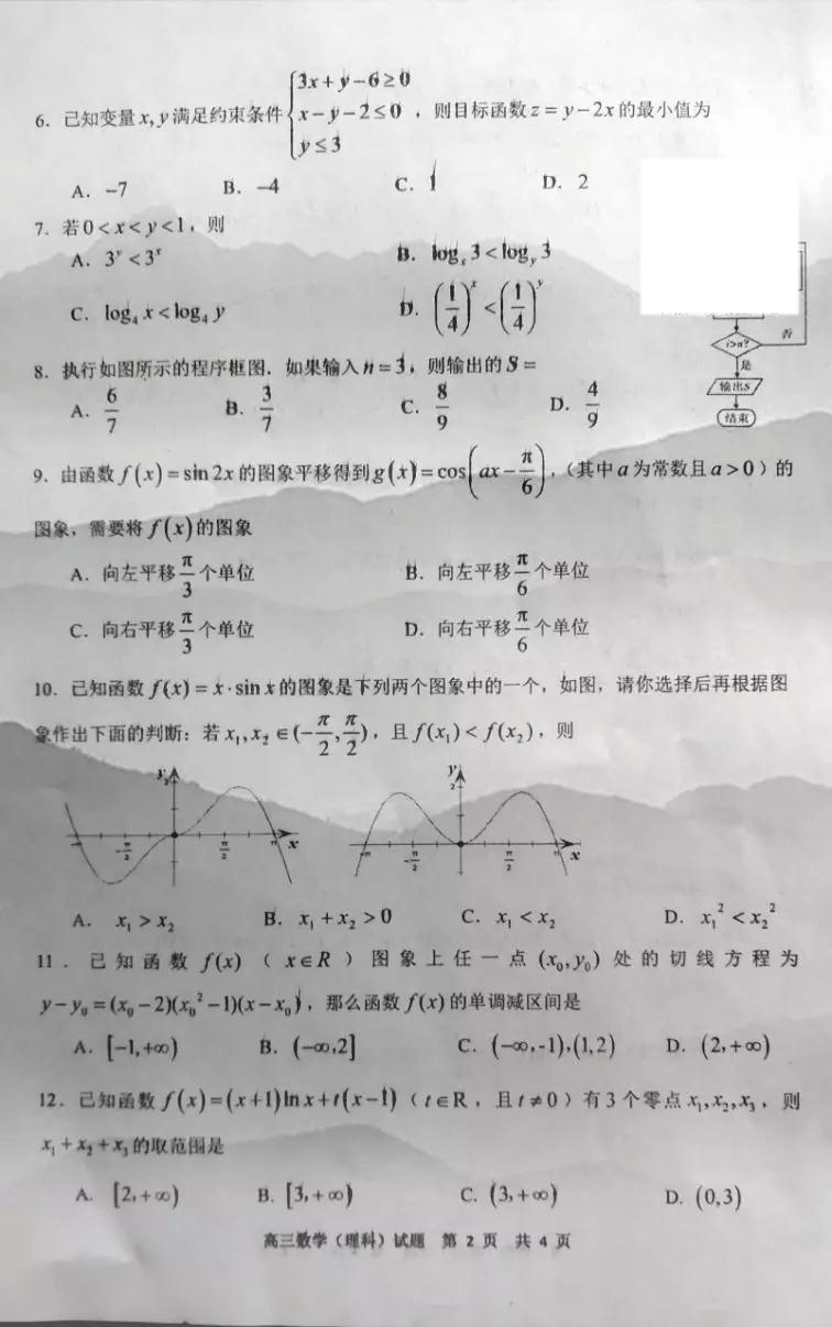 肇慶市2020屆高中畢業(yè)班第一次統(tǒng)一檢測理科數(shù)學(xué)試題及參考答案