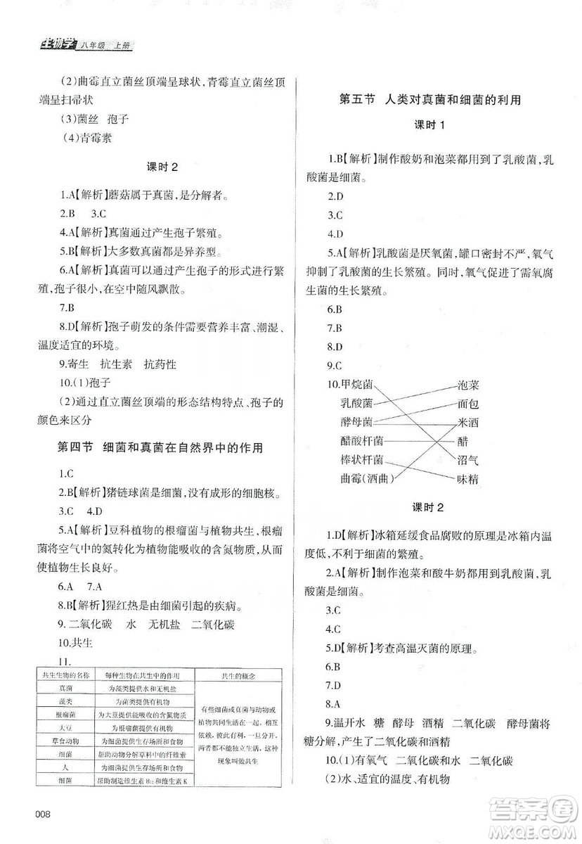 天津教育出版社2019學(xué)習(xí)質(zhì)量監(jiān)測(cè)生物學(xué)八年級(jí)上冊(cè)人教版答案