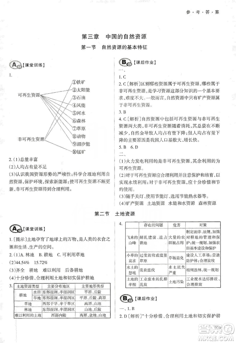 天津教育出版社2019學(xué)習(xí)質(zhì)量監(jiān)測八年級地理上冊人教版答案