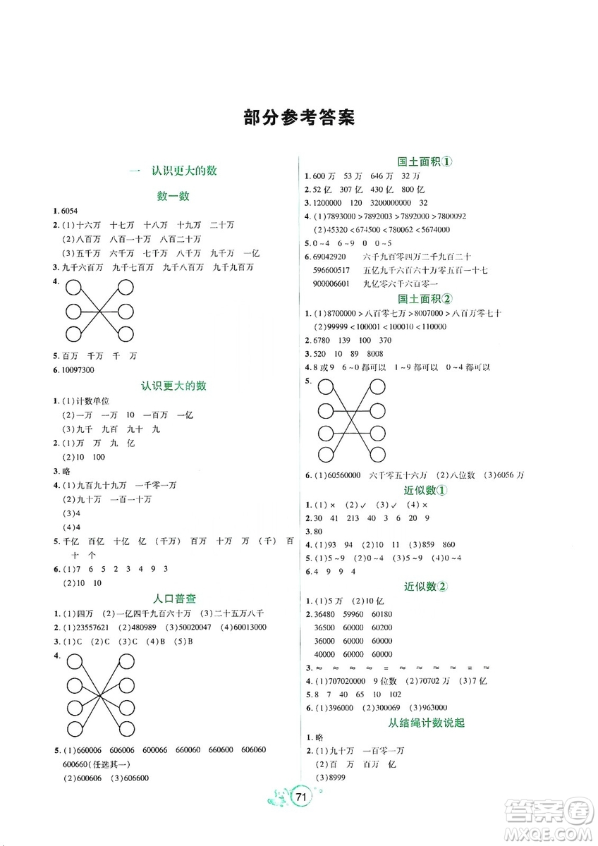 遼寧教育出版社2019好課堂堂練數(shù)學(xué)四年級(jí)上冊(cè)北師大版答案