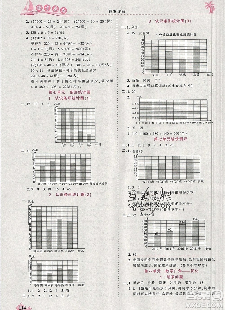 2019年秋新版王朝霞德才兼?zhèn)渥鳂I(yè)創(chuàng)新設計四年級數(shù)學上冊人教版答案