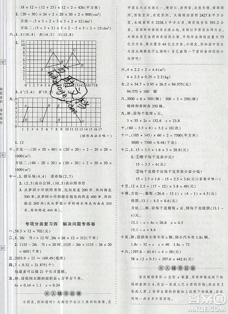 江西人民出版社2019年王朝霞考點梳理時習(xí)卷五年級數(shù)學(xué)上冊人教版答案