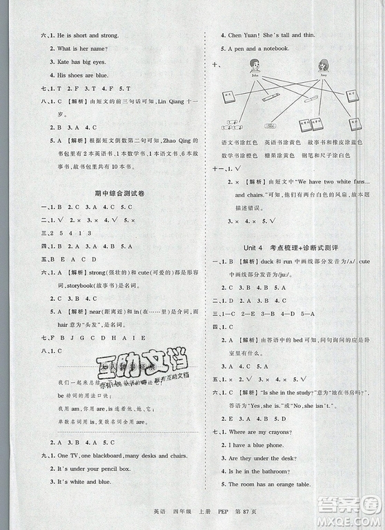 江西人民出版社2019年王朝霞考點(diǎn)梳理時(shí)習(xí)卷四年級(jí)英語上冊(cè)人教版答案