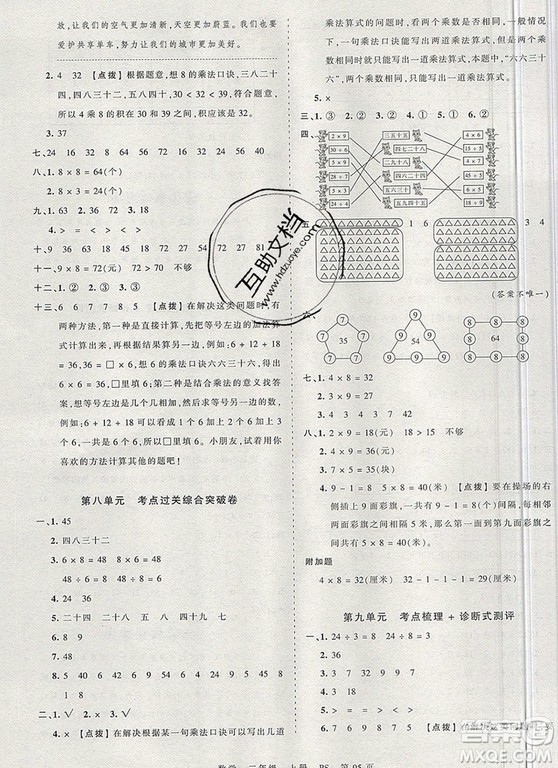 江西人民出版社2019年王朝霞考點(diǎn)梳理時(shí)習(xí)卷二年級(jí)數(shù)學(xué)上冊北師版答案