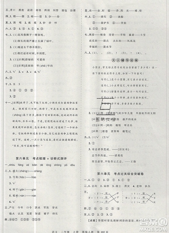 江西人民出版社2019年王朝霞考點(diǎn)梳理時(shí)習(xí)卷二年級(jí)語(yǔ)文上冊(cè)人教版答案