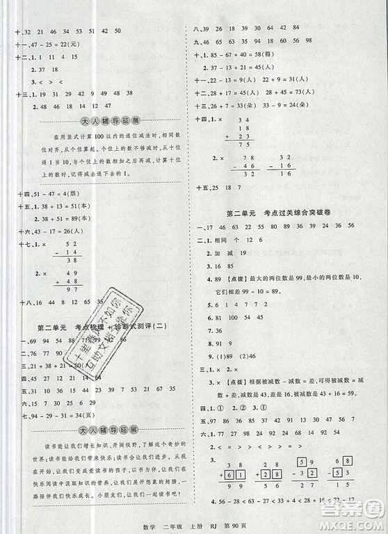 江西人民出版社2019年王朝霞考點(diǎn)梳理時(shí)習(xí)卷二年級(jí)數(shù)學(xué)上冊(cè)人教版答案